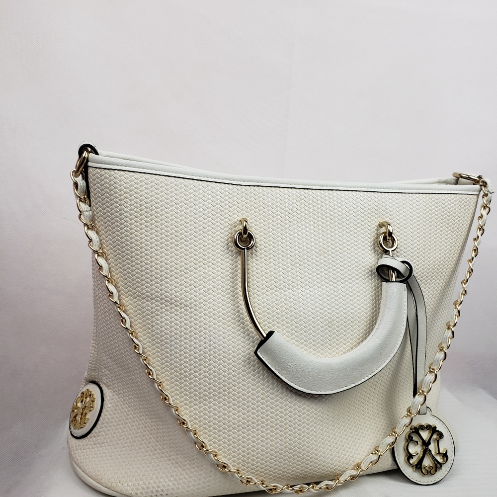 Christian Lacroix Tote White Faux Leather.Pe..ctop - Picture 1 of 11
